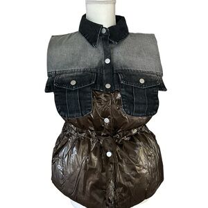 36 Point 5 Denim and Brown Puffer Vest New